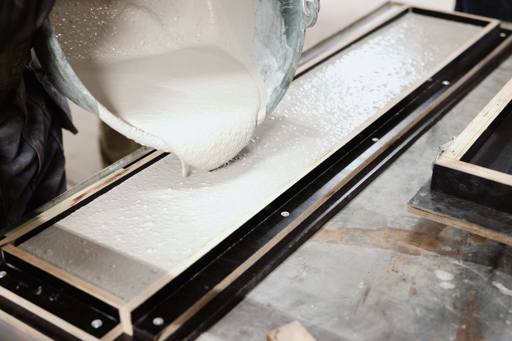 Casting ReCeramix windowsills into long moulds