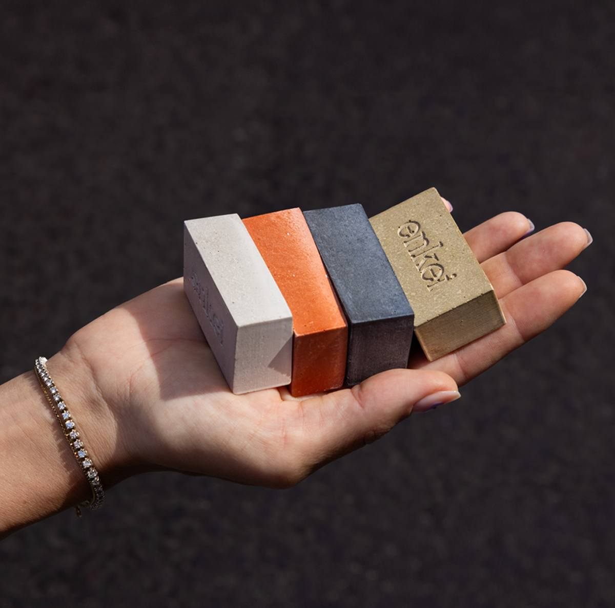 ReCeramix material samples held in a hand